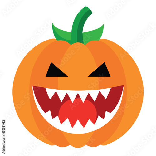 Spooky halloween jack o lantern with sharp vampire teeth perfect for festive decorations and seasonal designs
