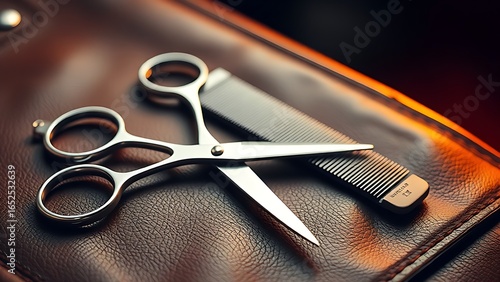 Barber tools neatly arranged, highlighting precision and elegance in grooming.