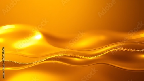 Shimmering golden liquid abstraction with smooth gradient transitions and atmospheric glow.