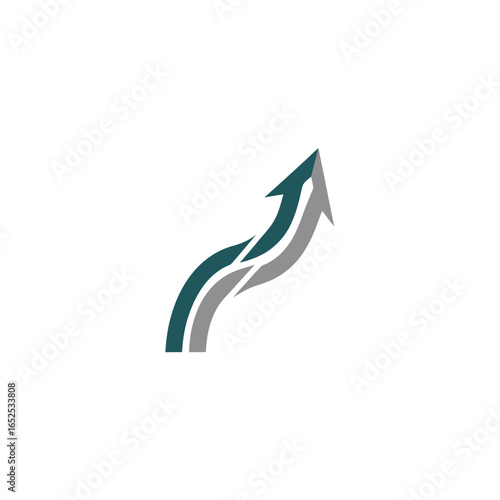 Two stylized arrows curving upwards, symbolizing growth, progress, and upward momentum in a clean, modern design.