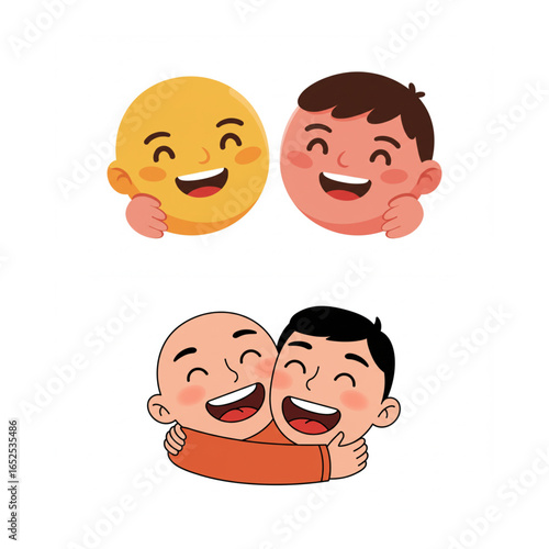 Joyful embrace of friends laughing together, celebrating friendship and connection with love