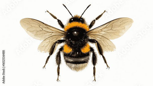 Velvet Drone:European Bumblebee isolated watercolor vector illustration svg