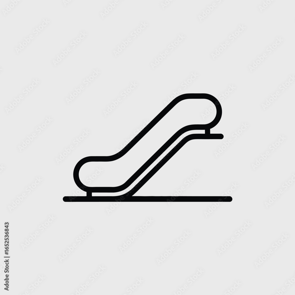 Fototapeta premium Minimalist black and white line art icon of an escalator symbol transportation