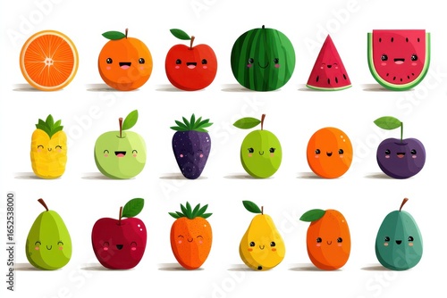Wallpaper Mural Cute illustration of smiling fruits with vibrant colors and cheerful expressions Torontodigital.ca
