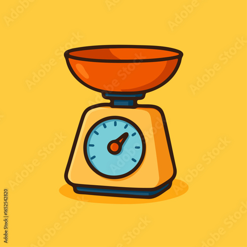 Cartoon Kitchen Weighing Scale Vector