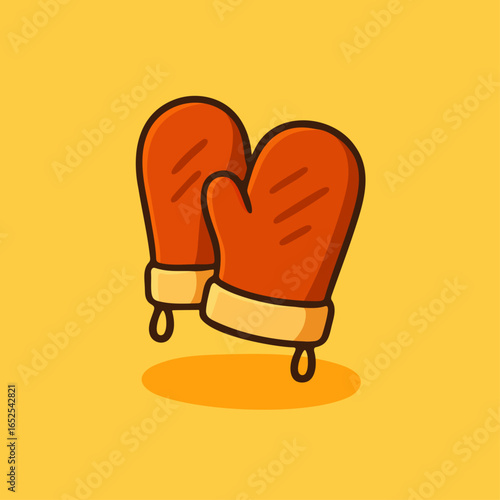 Cartoon Kitchen Oven Mittens Vector