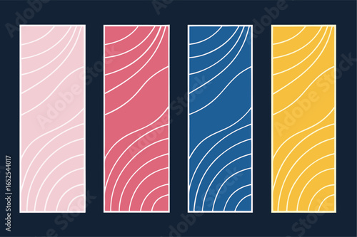  Vibrant Abstract Wavy Line Art Panels - Modern Color Palette Design