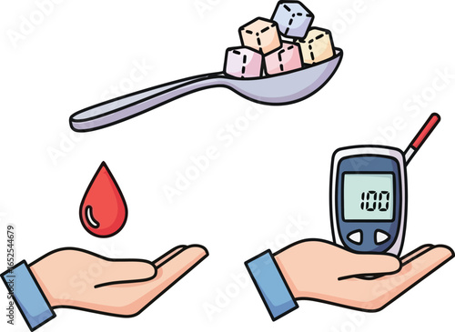 Managing diabetes with blood sugar testing and limiting sugar intake for better health and wellness today