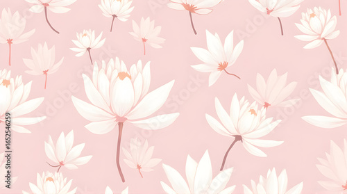 Wallpaper Mural Lotus Flower Seamless Pattern on Light Pink Background Torontodigital.ca