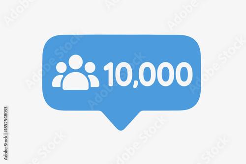 Social media 10000 followers icon. Ten thousand subscribers celebration. User counter notification. Community growth milestone. Vector illustration for blog or vlog success.