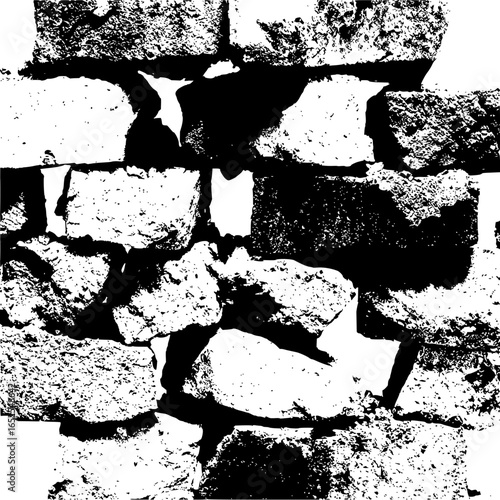 Black and white stone wall texture grunge background rock pattern rough surface material abstract design element image