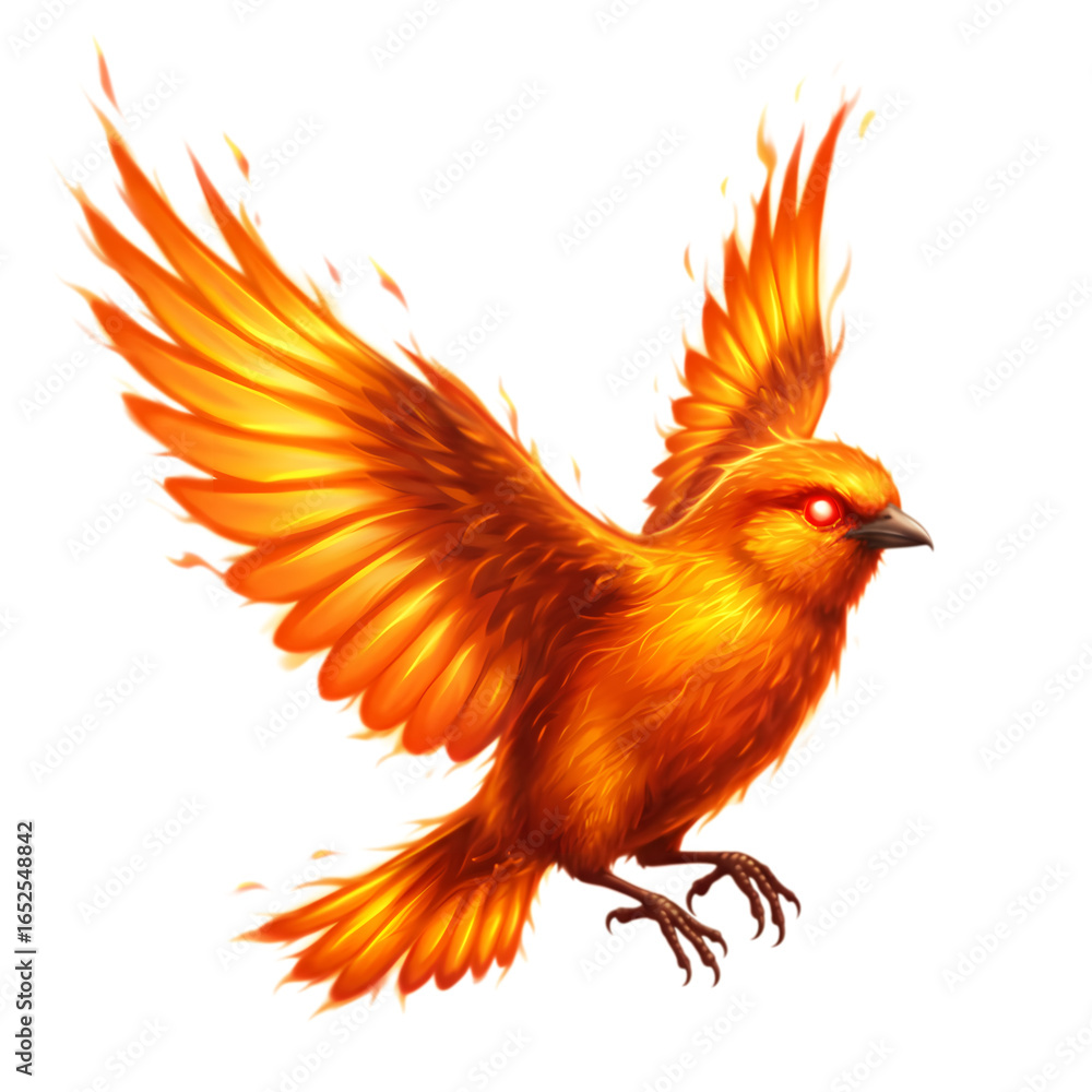 Fototapeta premium Fiery Phoenix Bird: Digital Painting of Mythical Creature