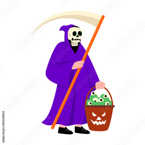 A flat style illustration representing grim reaper