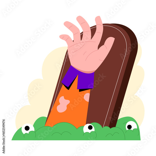 A flat style illustration representing buried hand