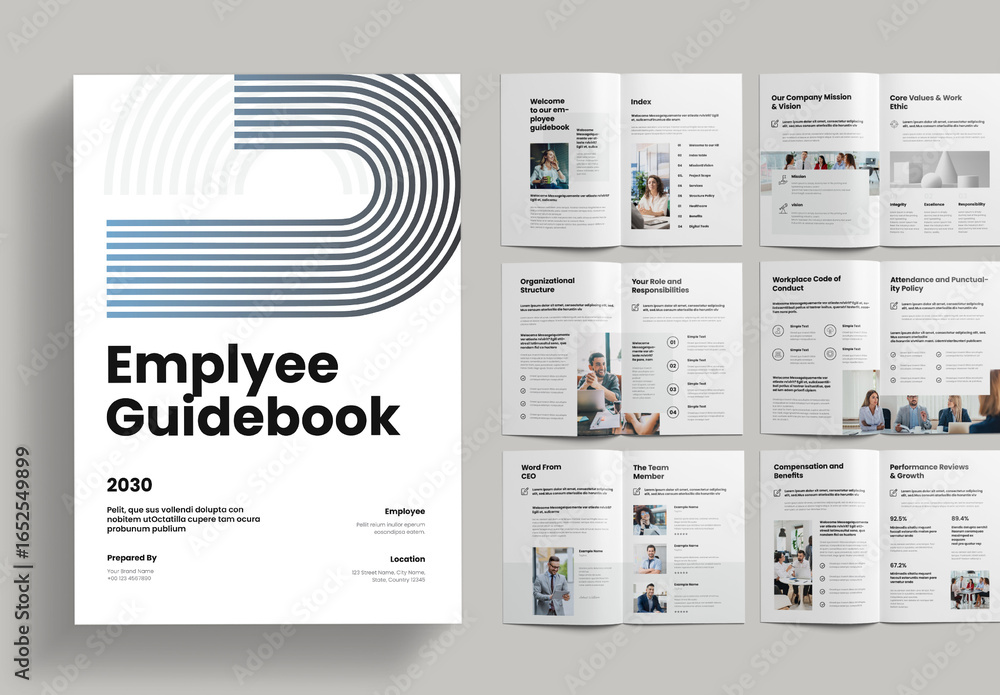 Work Handbook Layout Example Employee Handbook Layout Stock Template | Adobe Stock