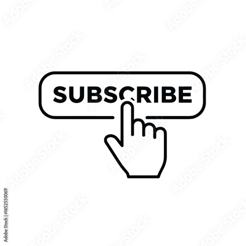 Hand pressing subscribe button in minimalist design  