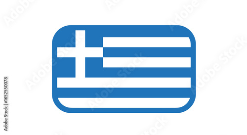 Greek flag icon in blue and white colors with cross design  