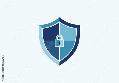 Modern Flat Design Shield with Padlock Icon Security Concept Element