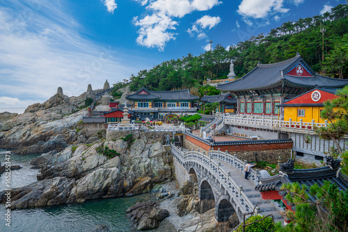 Bild auf Leinwand Busan, Haedong Yonggungsa Temple on a seaside cliff in Busan, South Korea, featuring stunning Buddhist architecture and ocean views