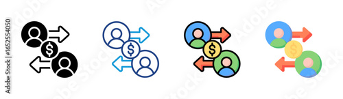Trade Exchange icon set multiple style collection
