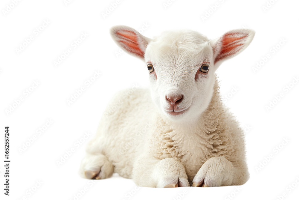 Fototapeta premium White goat side view isolated on transparent background