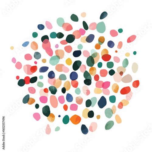 Abstract Colorful PebbleLike Shapes Arranged in a Cluster with Translucent Overlap