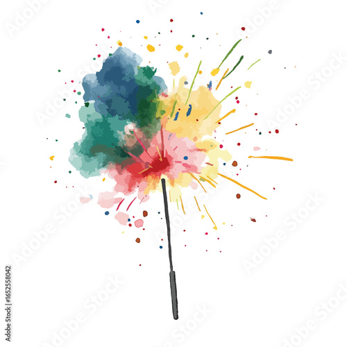 Abstract Watercolor Explosion on a Wand