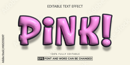 3d inflated text effect, Editable trendy style