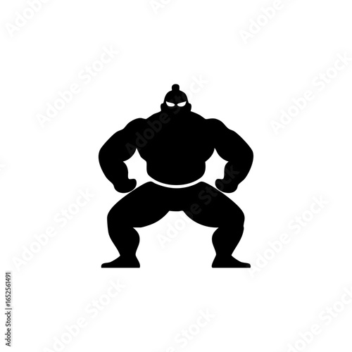 Bold vector silhouette logo of a sumo wrestler in a power stance, representing strength, discipline, and traditional combat sport.
