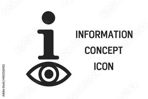 Information conceptual icon. Small letter i with an eye, a symbol of information viewing. Knowledge, data, vision, help, support and guidance concept. Vector illustration.