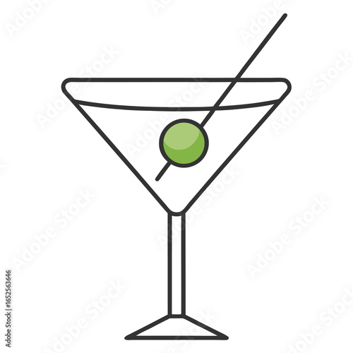 Classic Dry Martini with Green Olive Garnish