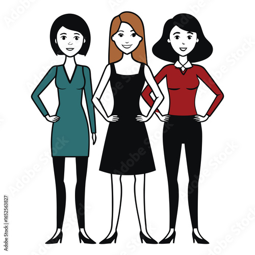Three Diverse Young Women Standing Together Confidently