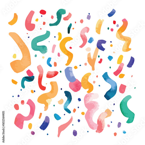 Colorful Abstract Confetti Streamers in a Playful Watercolor Style