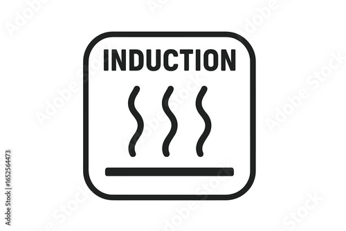 Induction heating symbol. Icon for product packaging. Cookware marking for pan or pot. Flat vector sign isolated on white background. Kitchen stove compatible concept.
