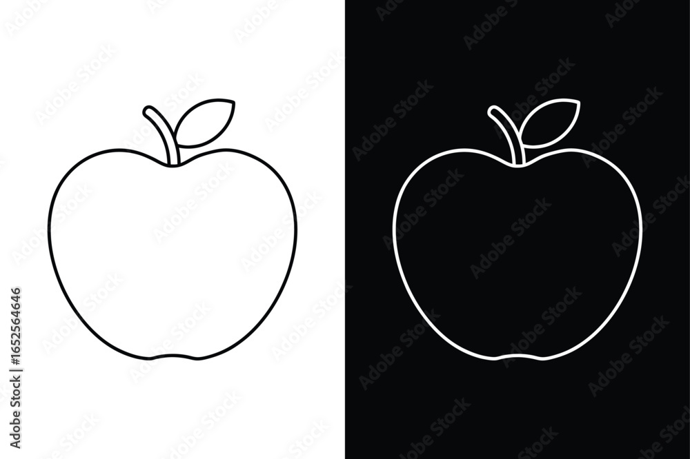 Fototapeta premium Clean Apple Line Drawing. Simple Outline Icon for Graphic Design