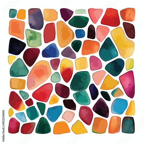 Colorful Abstract Mosaic of Irregularly Shaped Stones with Varied Textures