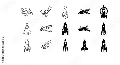 set of different types of rockets