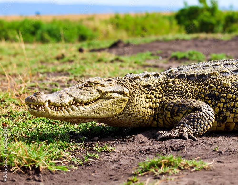 Fototapeta premium Crocodile in African savanna