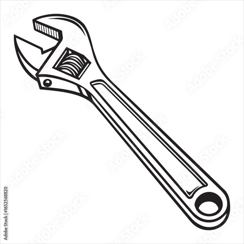 adjustable wrench tool vector art