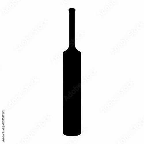 Black Cricket Bat Silhouette – Minimalist Vector Icon Representing Cricket, Sports, Competition, and Athleticism