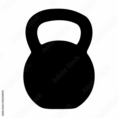 Black Kettlebell Silhouette – Minimalist Vector Icon Representing Strength Training, Fitness, and Gym Workouts