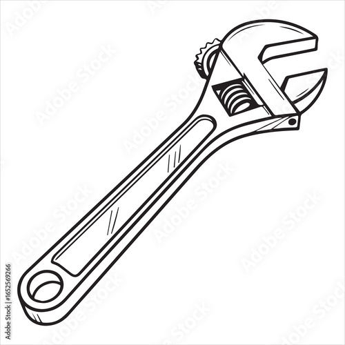 adjustable wrench tool vector art