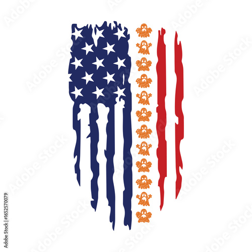 Nightmare American Flag - Bloody Horror Vector Graphics Collection, horror flag, us flag vector, terrifying patriotism, bloody stripes, creepy stars, haunted america
