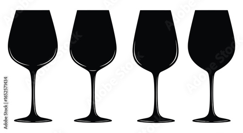 Four Champagne Flutes Silhouette Elegant Celebration Drinkware Design Element