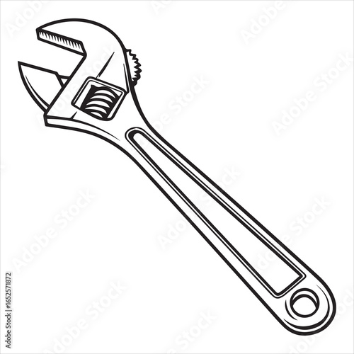 adjustable wrench tool vector art