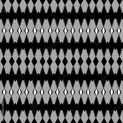 Black and White Geometric Tribal Seamless Pattern