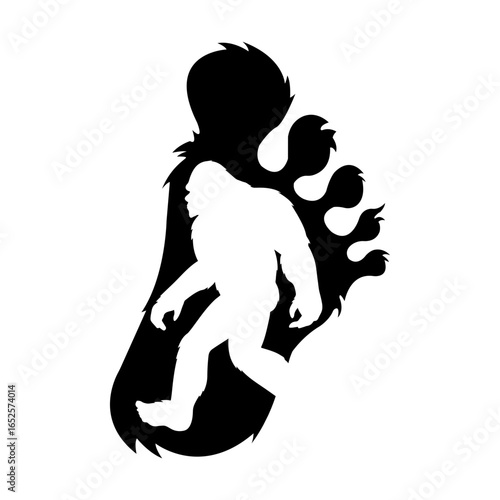 Bigfoot footprint, yeti, sasquatch svg cut file. Isolated vector illustration.