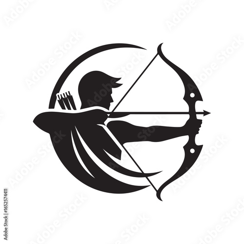 archery vector silhouette clip art logo design illustration. archery sports icon set collections.