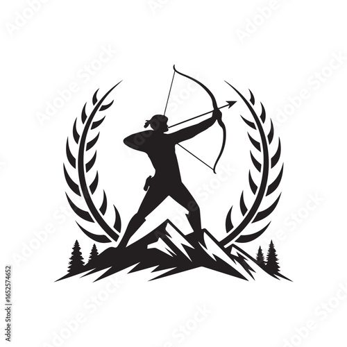 archery vector silhouette clip art logo design illustration. archery sports icon set collections.