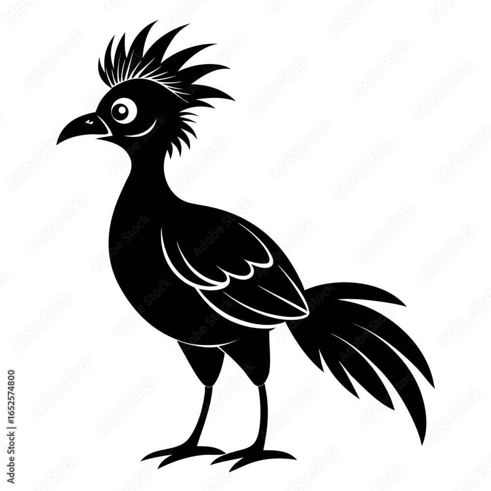 Fototapeta premium Hoatzin vector clean black silhouette design white background